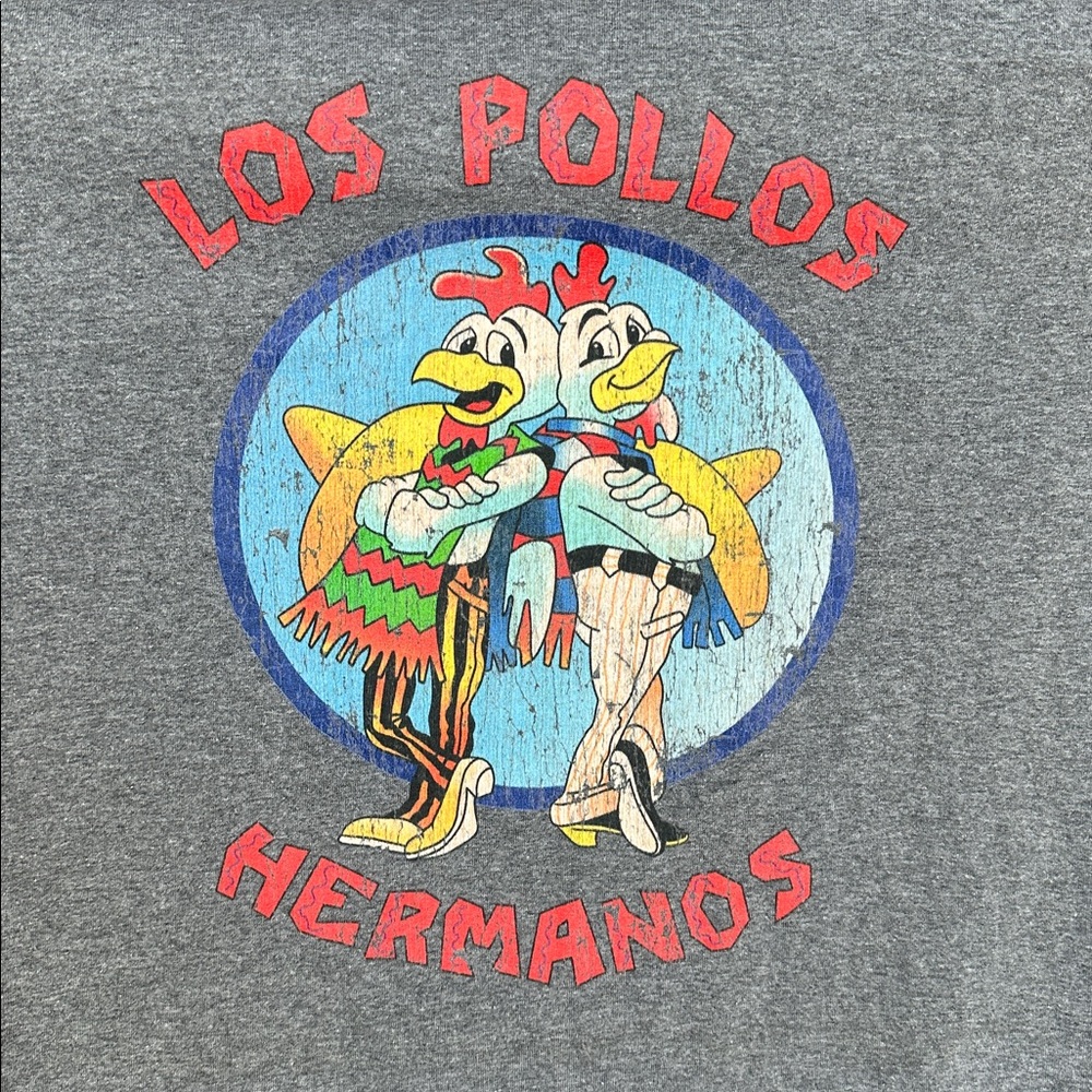 NWOT GILDAN LOS POLLOS HERMANOS BREAKING BAD Cotton Charcoal long sleeve tee L
